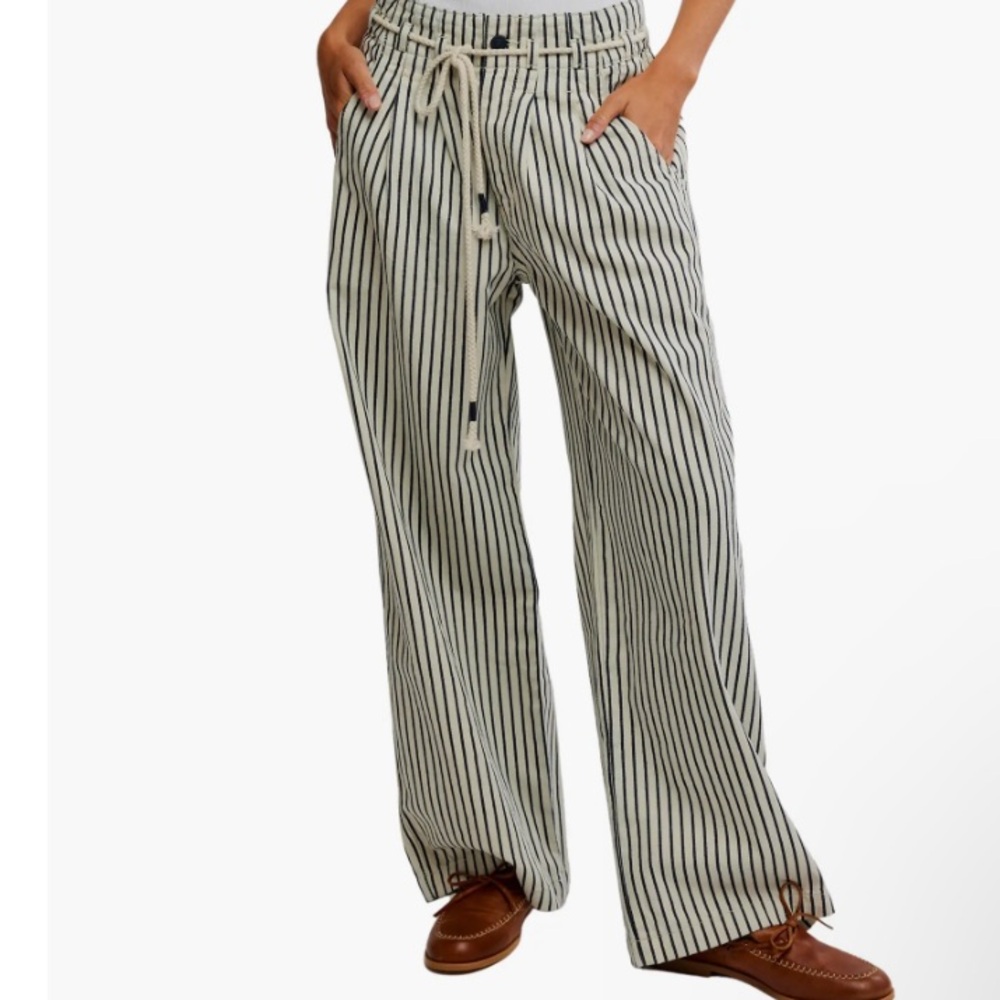 We the Free, Dakota Stripe Wide Leg Pants, Size Large